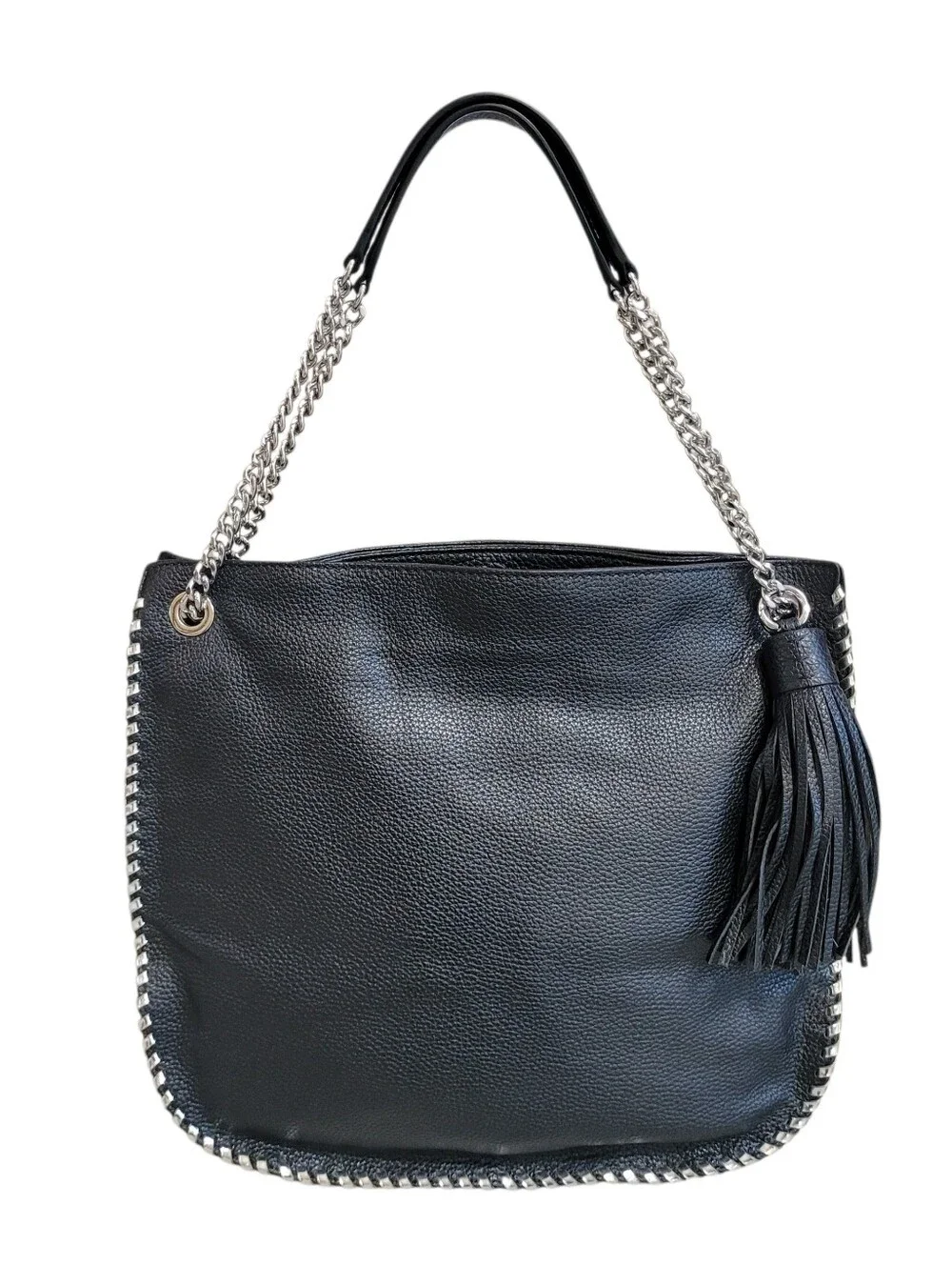 *NWT Michael Kors Whipped Chelsea Black Pebbled Leather Chain Shoulder Bag